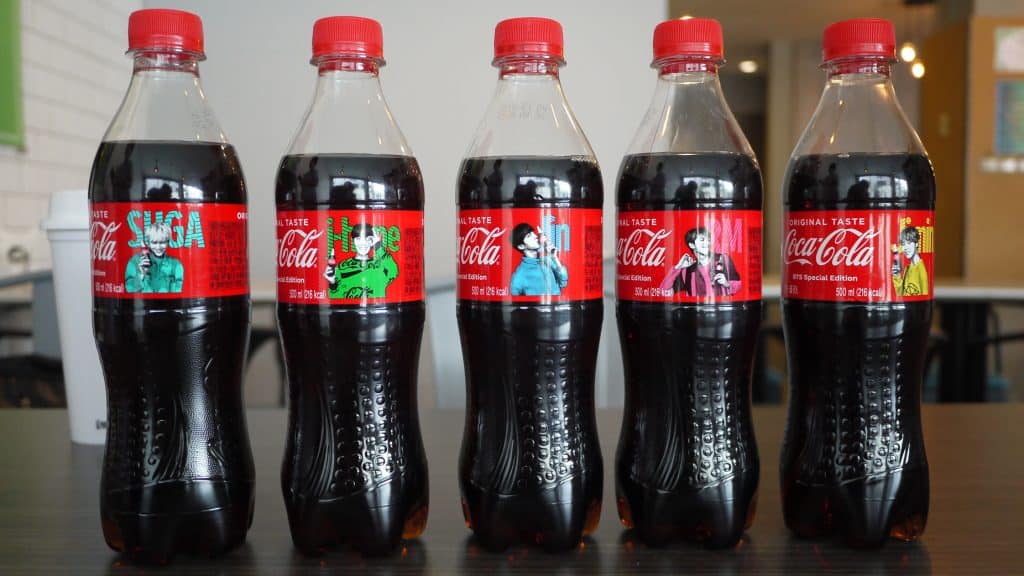 Coca-Cola’s limited edition collection featuring BTS on its packaging